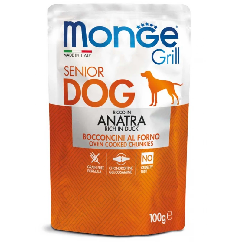 Υγρή Τροφή - Pouch Σκύλου Monge Grill Senior 100gr με Πάπια ΣΚΥΛΟΙ