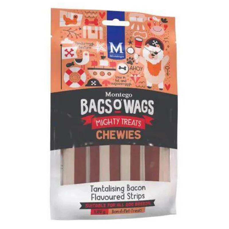 Λιχουδιές Bags O' Wags Chewies Bacon Strips 120g Σκύλοι