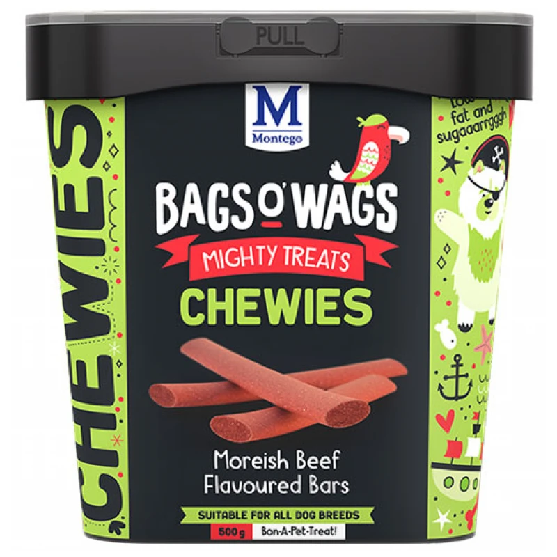 Λιχουδιές Bags O' Wags Chewies Beef Bars 500g Σκύλοι