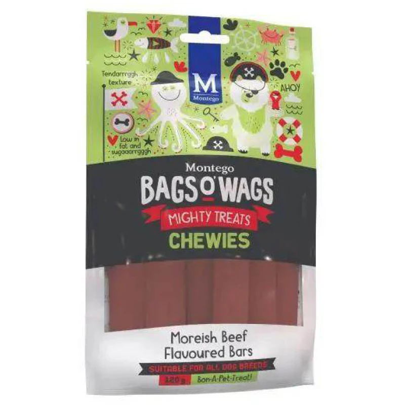 Λιχουδιές Bags O' Wags Chewies Beef Bars 120g Σκύλοι
