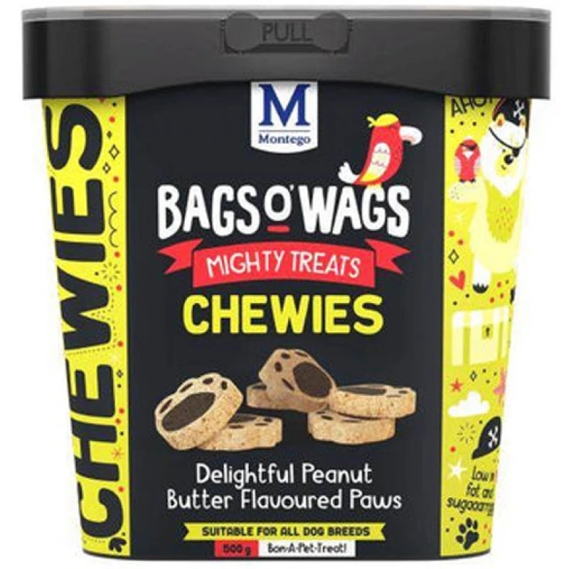 Λιχουδιές Bags O' Wags Chewies Peanut Butter Paws 500g Σκύλοι