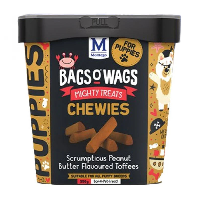 Λιχουδιές Bags O' Wags Chewies Puppy Toffee Chews 350g Σκύλοι