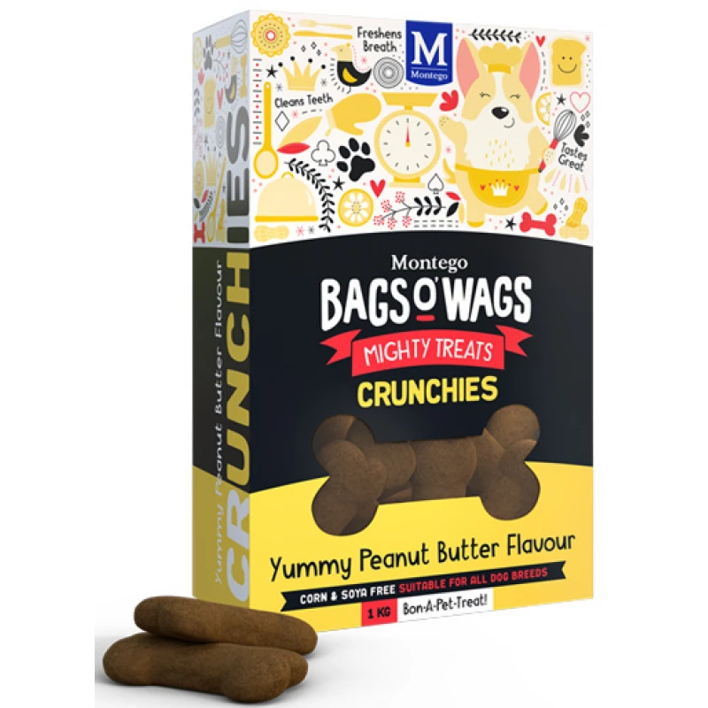 Λιχουδιές Bags O' Wags Crunchies Peanut Butter 1kg Σκύλοι