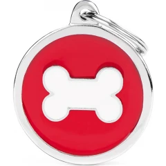 Ταυτότητα Σκύλου My Family Charms  Red Circle White Bone Ταυτότητα Σκύλου My Family Charms  Red Circle White Bone