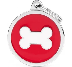 Ταυτότητα Σκύλου My Family Charms  Red Circle White Bone Ταυτότητα Σκύλου My Family Charms  Red Circle White Bone
