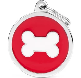 Ταυτότητα Σκύλου My Family Charms  Red Circle White Bone Ταυτότητα Σκύλου My Family Charms  Red Circle White Bone
