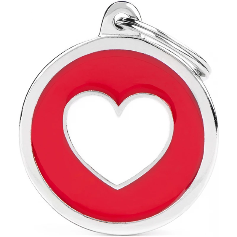 ΤΑΥΤΟΤΗΤΑ ΣΚΥΛΟΥ MY FAMILY CHARMS RED CIRCLE WHITE HEART ΤΑΥΤΟΤΗΤΕΣ