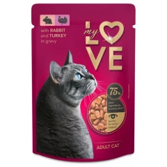 My Love Cat Κουνέλι και Γαλοπούλα σε Σάλτσα 85gr 