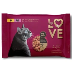 My Love Cat Multipack (2x Κοτόπουλο και 2x Γαλοπούλα) σε σάλτσα 4x85gr  