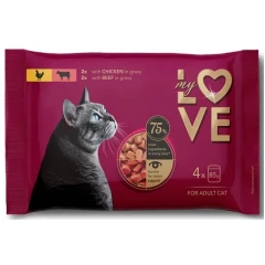 My Love Cat Multipack (2x Κοτόπουλο και 2x Βοδινό) σε σάλτσα 4x85gr 
