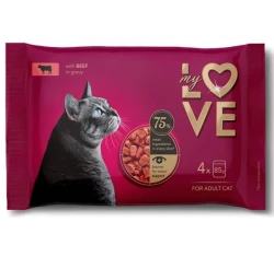 My Love Cat Multipack Βοδινό σε σάλτσα 4x85gr  My Love Cat Multipack Βοδινό σε σάλτσα 4x85gr