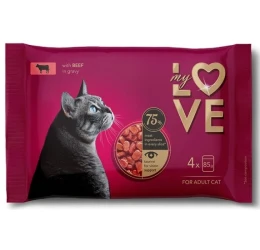 My Love Cat Multipack Βοδινό σε σάλτσα 4x85gr  My Love Cat Multipack Βοδινό σε σάλτσα 4x85gr