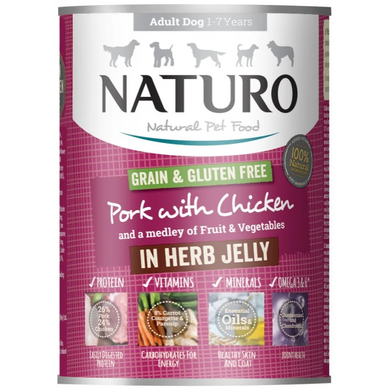 Κονσέρβα Σκύλου Naturo Dog Adult Grain Free Χοιρινό, Κοτόπουλο, Φρούτα και Λαχανικά 390gr ΣΚΥΛΟΙ