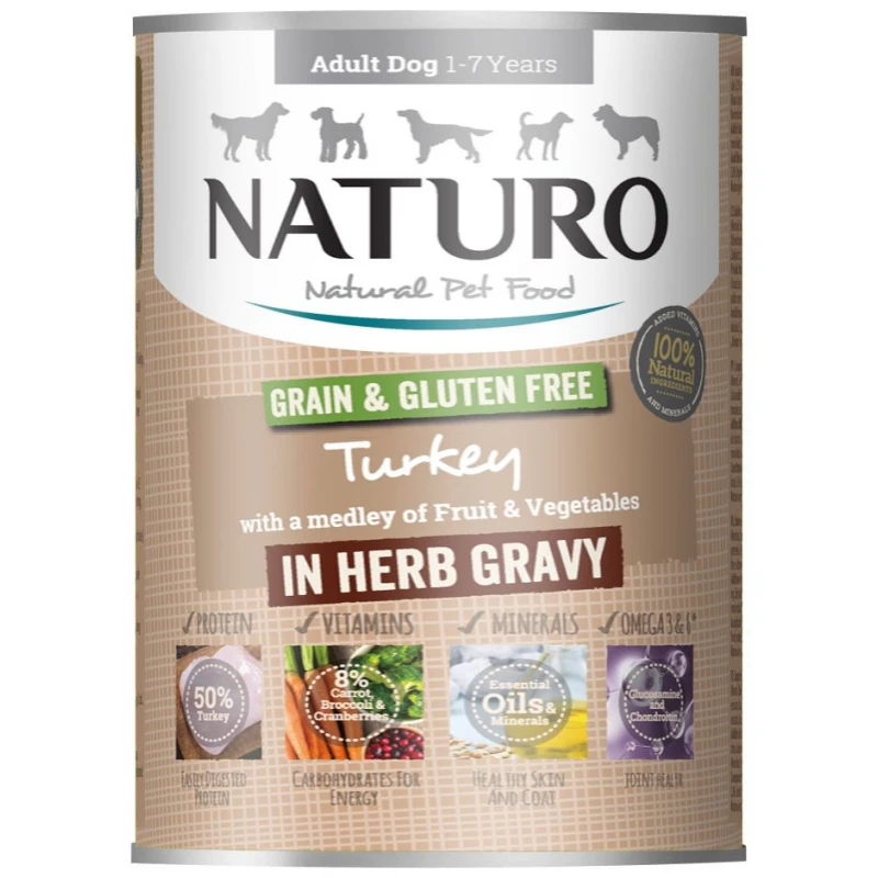 Κονσέρβα Σκύλου Naturo Dog Adult Grain Free Γαλοπούλα, Φρούτα και Λαχανικά 390gr ΣΚΥΛΟΙ