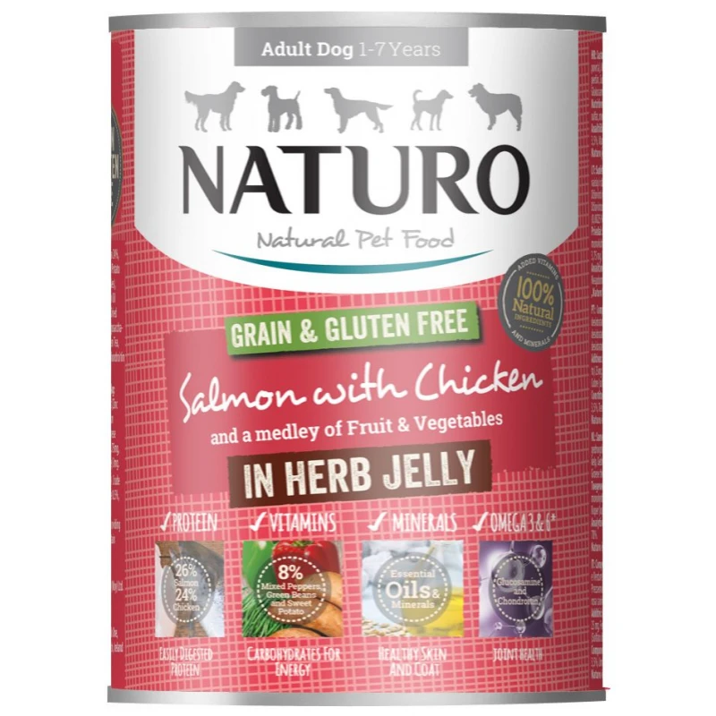 Κονσέρβα Σκύλου Naturo Dog Adult Grain Free Σολομός, Κοτόπουλο, Φρούτα και Λαχανικά 390gr ΣΚΥΛΟΙ