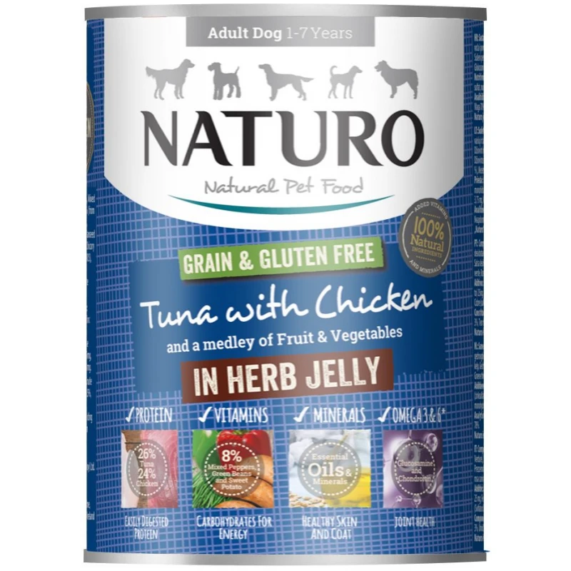 Κονσέρβα Σκύλου Naturo Dog Adult Grain Free Γαλοπούλα, Κοτόπουλο, Φρούτα και Λαχανικά 390gr ΣΚΥΛΟΙ