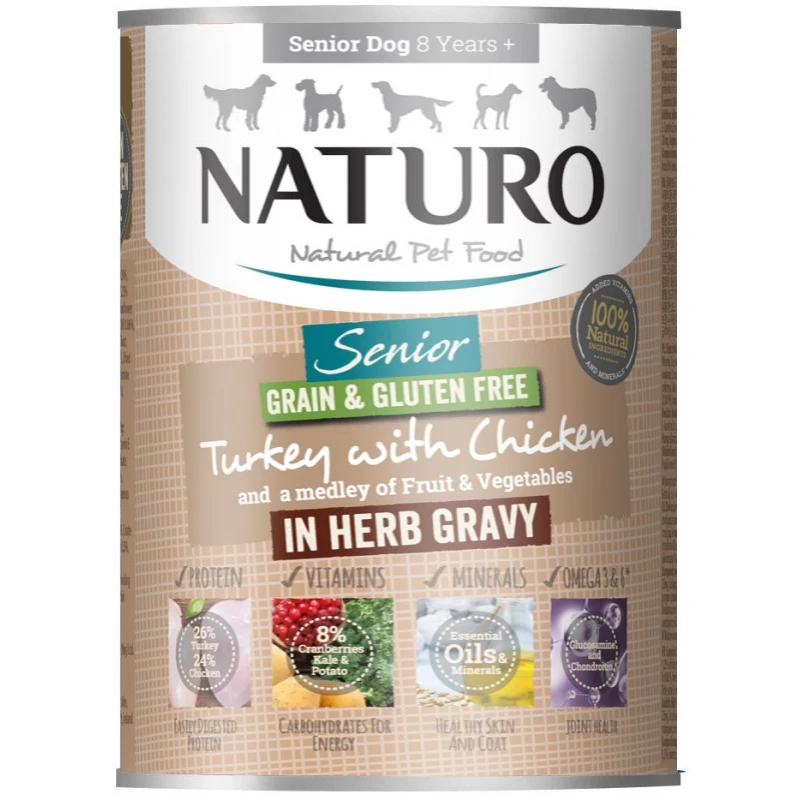 Κονσέρβα Σκύλου Naturo Dog Senior Grain Free Γαλοπούλα, Κοτόπουλο, Φρούτα και Λαχανικά 390gr ΣΚΥΛΟΙ