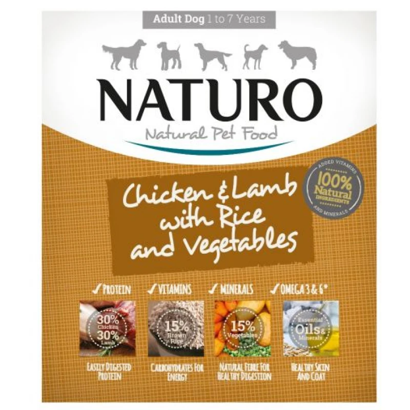 Υγρή τροφή Σκύλου Naturo Dog Adult Low Grain Κοτόπουλο, Αρνί, Ρύζι και Λαχανικά 400gr ΣΚΥΛΟΙ