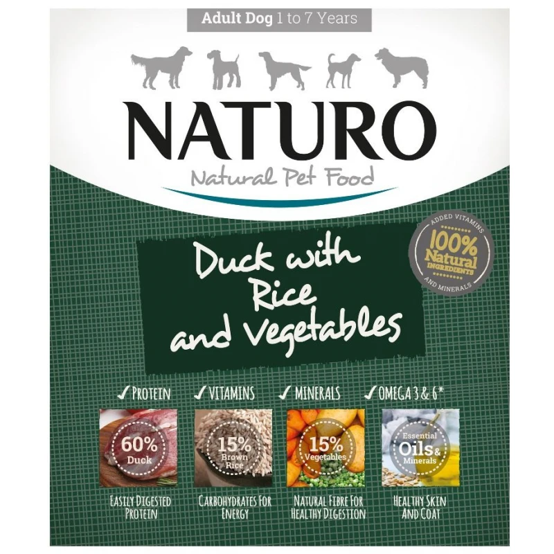 Υγρή τροφή Σκύλου Naturo Dog Adult Low Grain Πάπια, Ρύζι και Λαχανικά 400gr ΣΚΥΛΟΙ