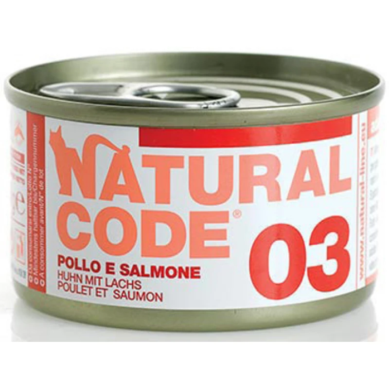 Υγρή Τροφή - Κονσέρβα Γάτας Natural Code 03 Adult Chicken Salmon 85gr ΓΑΤΕΣ