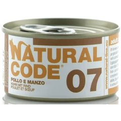 Υγρή Τροφή - Κονσέρβα Γάτας Natural Code 07 Adult Chicken and Beef 85gr