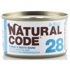 Υγρή Τροφή - Κονσέρβα Γάτας Natural Code 28 Jelly Adult Tuna and Seafood 85gr