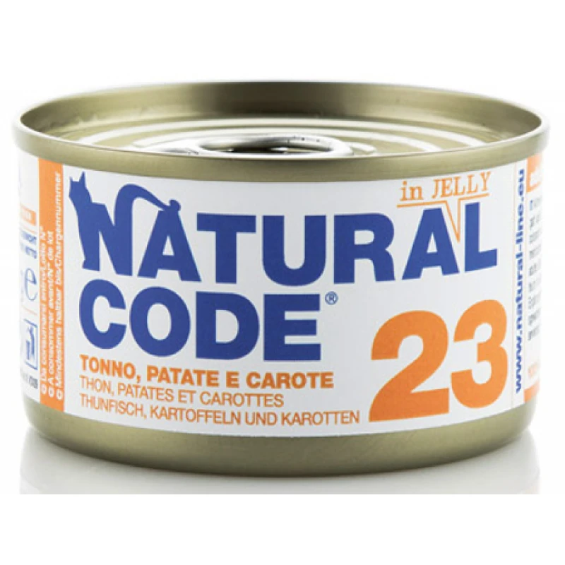 Υγρή Τροφή - Κονσέρβα Γάτας Natural Code 23 jelly Adult Tuna ,Potatoes ,carrots 85gr ΓΑΤΕΣ