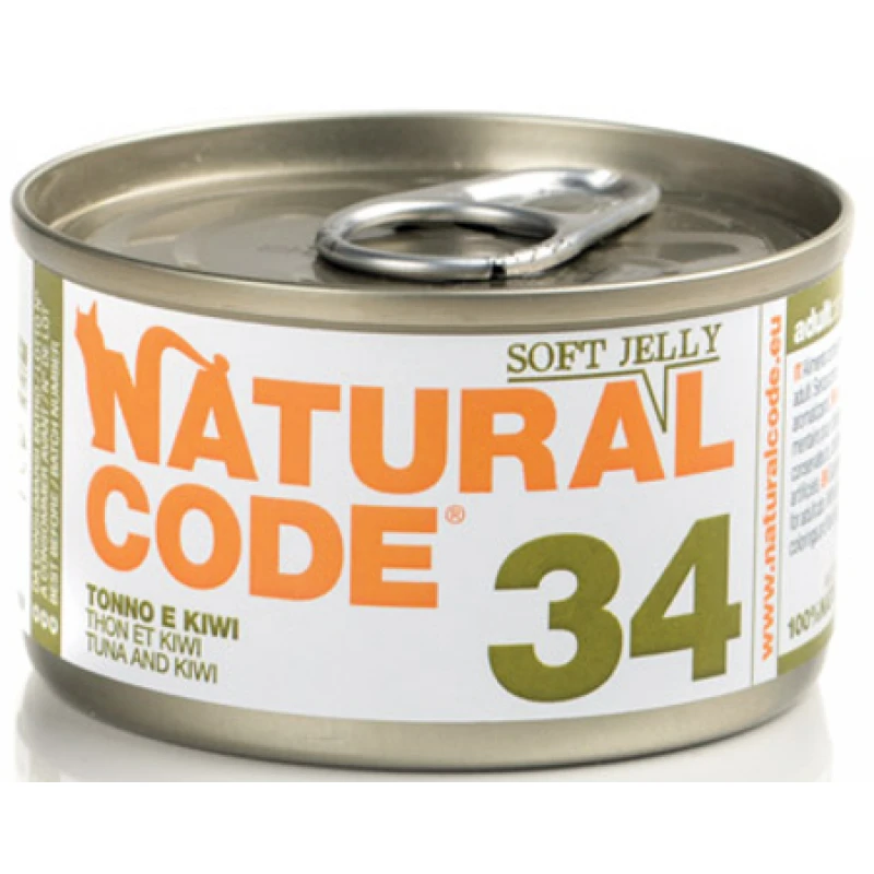 Υγρή Τροφή - Κονσέρβα Γάτας Natural Code 34 Jelly Adult Tuna and Kiwi 85gr ΓΑΤΕΣ