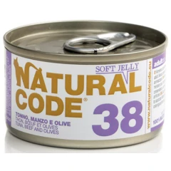 Υγρή Τροφή - Κονσέρβα Γάτας Natural Code 38 Jelly Adult Tuna,beef and Olives 85gr