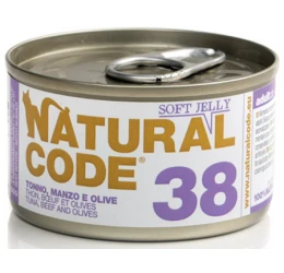 Υγρή Τροφή - Κονσέρβα Γάτας Natural Code 38 Jelly Adult Tuna,beef and Olives 85gr Υγρή Τροφή - Κονσέρβα Γάτας Natural Code 38 Jelly Adult Tuna,beef and Olives 85gr
