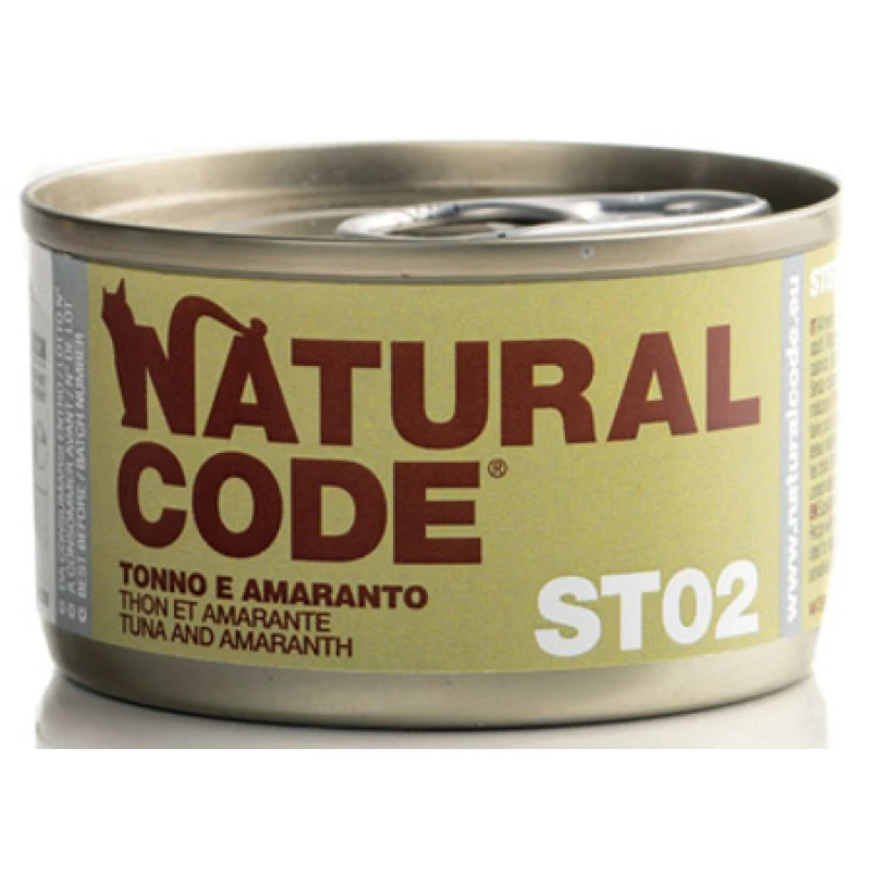 Υγρή Τροφή - Κονσέρβα Γάτας Natural Code ST02 Sterilized Tuna and Amaranth 85gr ΓΑΤΕΣ
