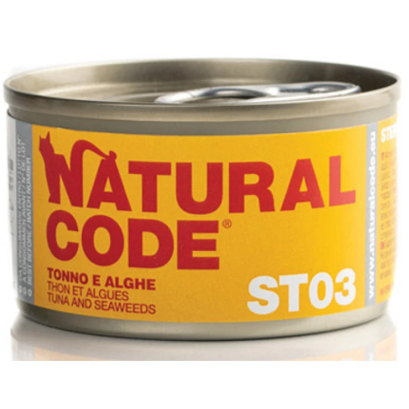 Υγρή Τροφή - Κονσέρβα Γάτας Natural Code ST03 Sterilized Tuna and Seaweeds 85gr ΓΑΤΕΣ