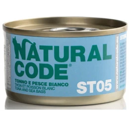 Υγρή Τροφή - Κονσέρβα Γάτας Natural Code ST05 Sterilized Tuna and White Fish 85gr Υγρή Τροφή - Κονσέρβα Γάτας Natural Code ST05 Sterilized Tuna and White Fish 85gr