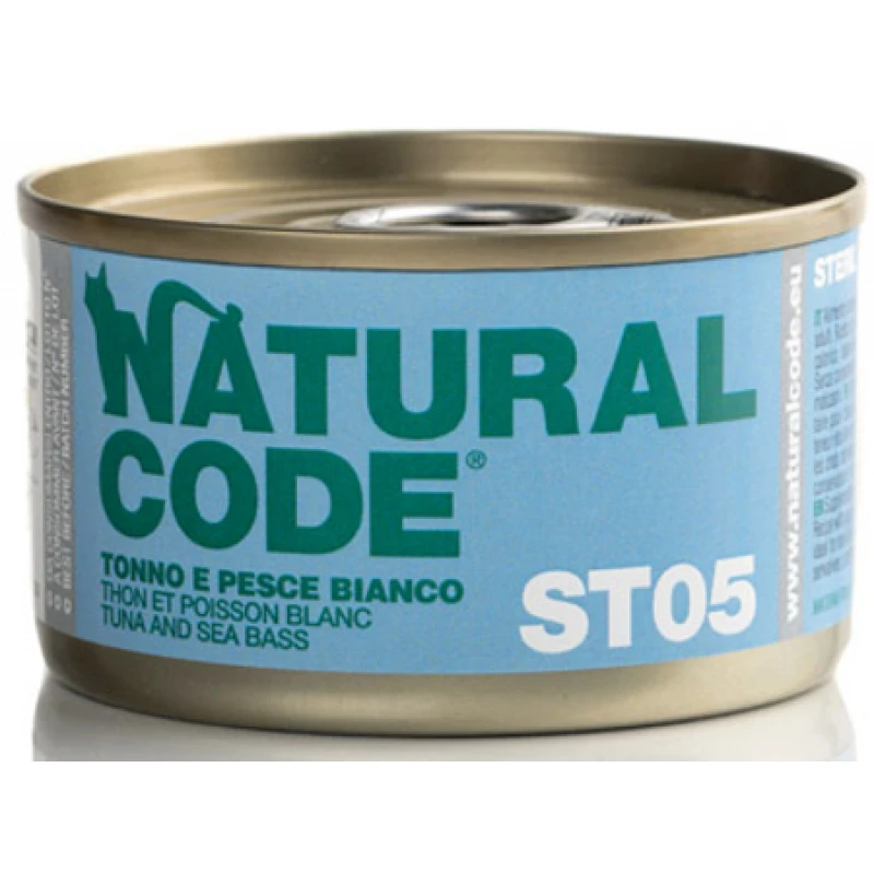 Υγρή Τροφή - Κονσέρβα Γάτας Natural Code ST05 Sterilized Tuna and White Fish 85gr ΓΑΤΕΣ