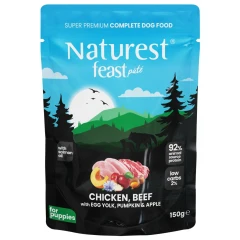 Naturest Pouch Feast Puppy Chicken, Beef & Egg 150gr