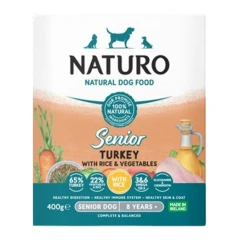 Υγρή τροφή Σκύλου Naturo Dog Adult Low Grain Senior Γαλοπούλα, Ρύζι και Λαχανικά 400gr