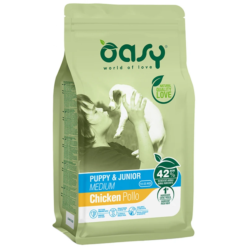 Oasy Dry Dog Puppy & Junior Medium Chicken 12kg ΣΚΥΛΟΙ