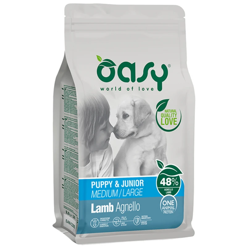 Oasy Dry Dog One Animal Protein Puppy & Junior Medium-Large Lamb 12kg ΣΚΥΛΟΙ