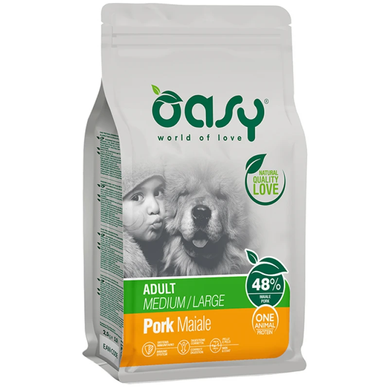 Oasy Dry Dog One Animal Protein Adult Medium - Large Pork 2,5kg ΣΚΥΛΟΙ