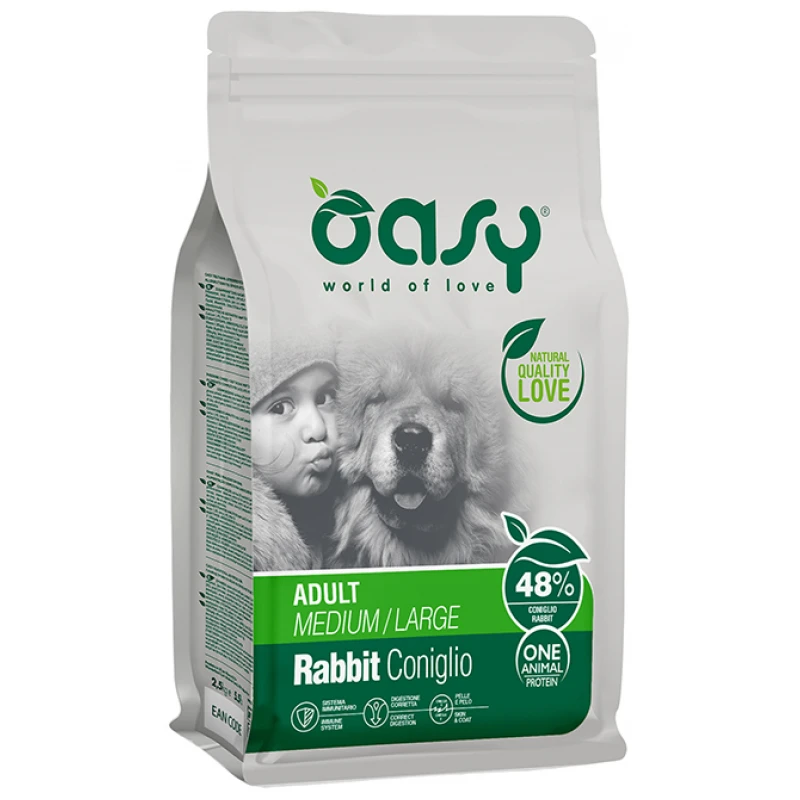 Oasy Dry Dog One Animal Protein Adult Medium - Large Rabbit 2,5kg ΣΚΥΛΟΙ