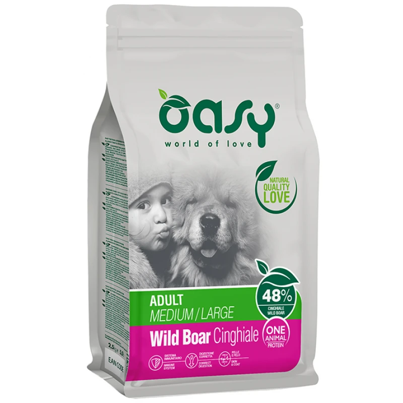 Oasy Dry Dog One Animal Protein Adult Medium - Large Wild Boar 2,5kg ΣΚΥΛΟΙ