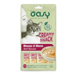 Μους Γάτας Oasy Treats Creamy Snack Beef 4x15gr Μους Γάτας Oasy Treats Creamy Snack Beef 4x15gr