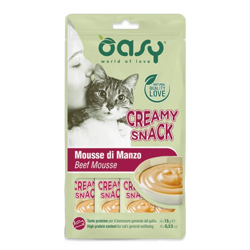 Μους Γάτας Oasy Treats Creamy Snack Beef 4x15gr ΓΑΤΕΣ