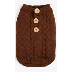 Πλεκτό Σκύλου με Επένδυση Buttons Large 35cm Καφέ