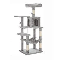 Γατόδεντρο - Ονυχοδρόμιο Cat Condo Hammock and Pompoms Light Grey 55x45x143cm Γατόδεντρο - Ονυχοδρόμιο Cat Condo Hammock and Pompoms Light Grey 55x45x143cm