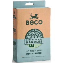 Ανακυκλωμένα Σακουλάκια Περιττωμάτων Beco (8x15τμχ) με Άρωμα Μέντας με Χερούλια