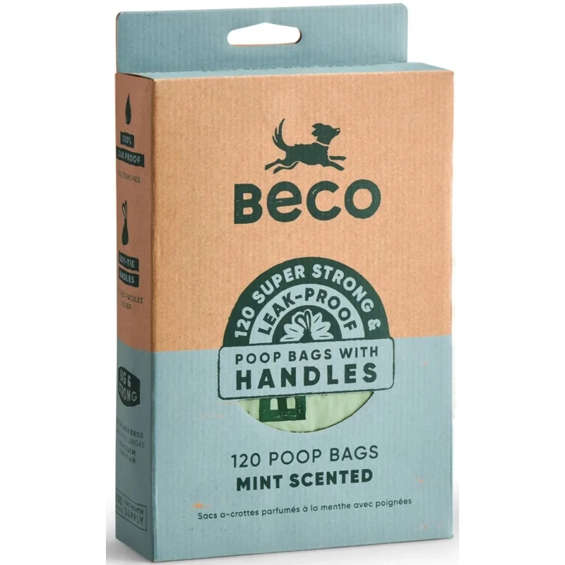 Ανακυκλωμένα Σακουλάκια Περιττωμάτων Beco (8x15τμχ) με Άρωμα Μέντας με Χερούλια Σκύλοι