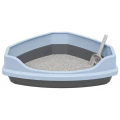 Ανοιχτή Λεκάνη, Τουαλέτα Γάτας Γωνιακή Meow Corner 58x45x21cm Μπλε
