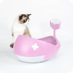 Ανοιχτή Λεκάνη, Τουαλέτα Γάτας Pink Whale 55x40x36,7cm Ροζ