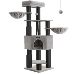 Γατόδεντρο - Ονυχοδρόμιο Feandrea 50x50x160cm Γκρι / Μαύρο